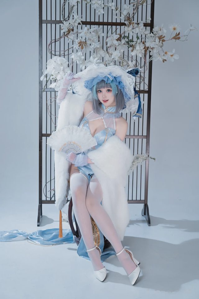 面饼仙儿 碧蓝航线 柴郡 猫猫 蓝旗袍第 21 张图片