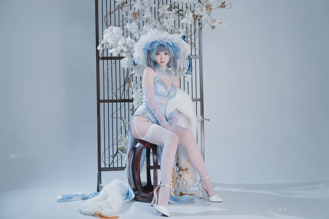 面饼仙儿 碧蓝航线 柴郡 猫猫 蓝旗袍第 18 张图片