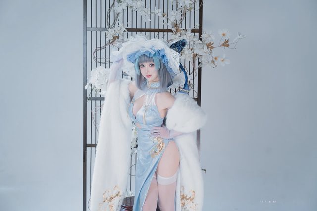 面饼仙儿 碧蓝航线 柴郡 猫猫 蓝旗袍第 9 张图片