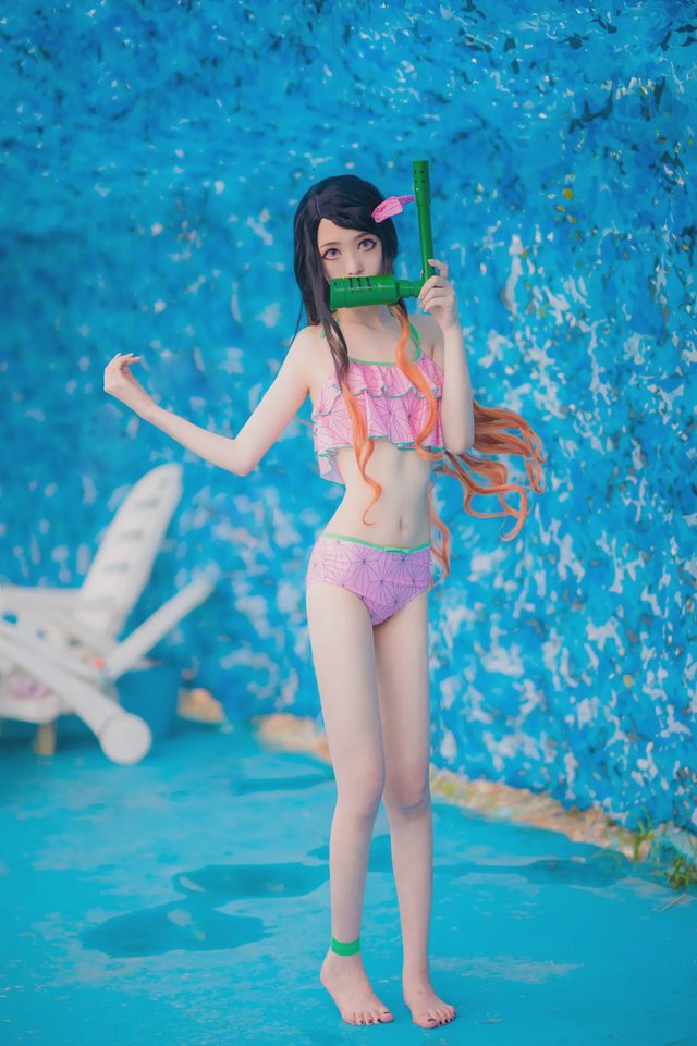 鬼肆A 鬼灭同人泳装系列-祢豆子cosplay第 4 张图片